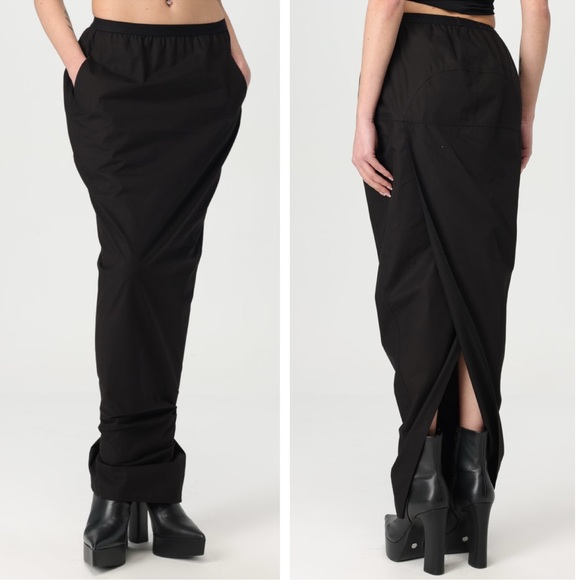 RICK OWENS Long Maxi Skirt NEW Size 6 Black Phlegethon - Picture 1 of 14